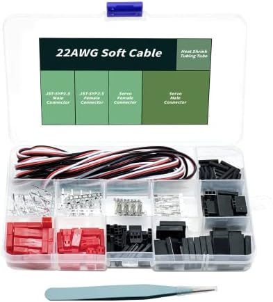 JST Connector kit, Servo Connector kit, PANPEO 40 Sets Servo Plug Male Female Connector Crimp Pin Cable Kit for RC Hitec Spektrum Model, Servo Connector, Model Receiver Battery ESC Connection