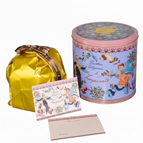 Temperato - Panettone Artesanal Receta Italiana con lata de diseño Edición Limitada y Postal Navideña - Sabor Chocolate con Naranja, 750 gr (Chocolate y Naranja)