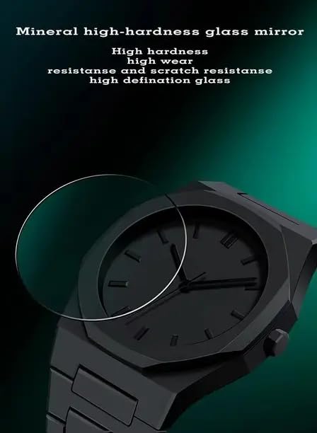 Image of Minimalist All Black Analog Watch, Matte Finish Metal Band, Unisex Wristwatch with Arabic Numerals