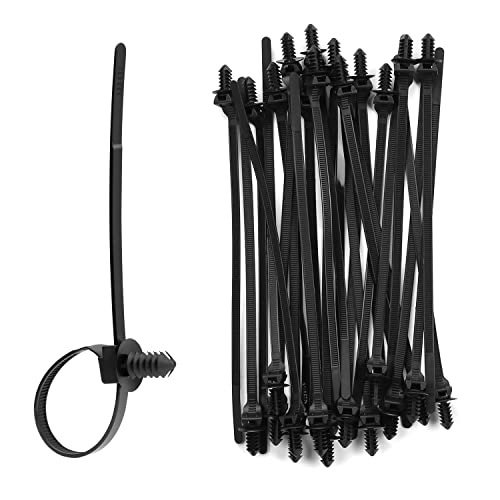 XINGO 100PCS Fir Tree Nylon Push Mount Zip Ties Heavy Duty Wire Ties 2 in 1 Self Locking UV Resistant Assortment for Indoor Wire Tying (8.3x0.22)