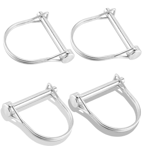 Lot de 4 goupilles pliantes de tuyau - 10 x 45 mm - Goupille de sécurité en forme de D - Boulons de sécurité en acier à ressort - Avec goupille de verrouillage - Pour remorque de ferme