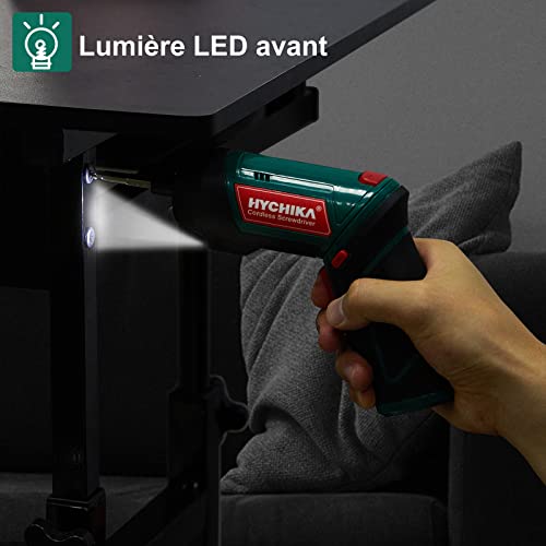 HYCHIKA Visseuse Sans Fil 6 Nm Visseuse Devisseuse Sans Fil 2000mAh 3.6V avec 20 Accessoires Lampe LED Mandrin Magnétique Câble de Chargement USB - vue 6