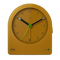 Braun Classic Analogue Alarm Clock with Snooze and Continuous Backlight, Quiet Quartz Movement, Easy to Read Dial, Crescendo Beep Alarm in Yellow, Model BC22Y