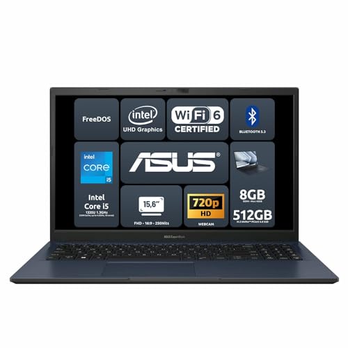 ASUS Expertbook B1 B1502CVA, 15.6" FHD 1920 x 1080 16:9, Intel® Core™ i5-1335U, 8 GB DDR4-SDRAM, 512 GB SSD PCIE 4 M.2, Intel® UHD Graphics, FREE DOS, Wi-Fi6, BT