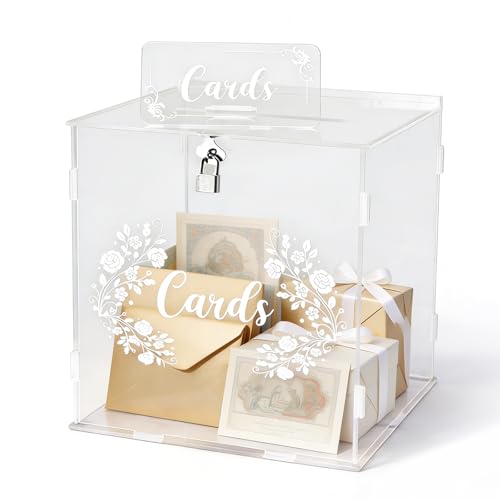 Lista de Cajas de tarjetas para eventos - los más vendidos. 41 Caja de Tarjetas de Boda, Caja Acrílica con Candado y Letrero para Tarjetas y Dinero Porta Regalos Transparente con Diseño para Decorar para Aniversario Boda Cumpleaños y Baby...