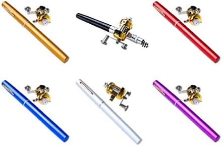 Miniatura 5 de Mini caña de pescar portátil de bolsillo telescópica con caña de pescar y carrete giratorio Kit combinado para agua salada y agua dulce (negro)