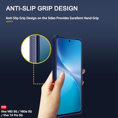 Image of TheGiftKart Liquid Silicon Back Cover Case for Vivo V60 5G / V60e 5G / Vivo T4 Pro 5G | Shockproof Military Grade Protection | Micro-Fibre Cloth On Inner Side | Anti-Slip Grip Back Cover (TPU, Blue)