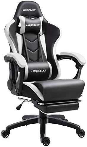 Gowins Gaming Chair with Footrest and Therapeutic massage -Ergonomic Pc Chair with Headrest and Lumbar Help,Pu Leather-based Excessive Again Adjustable Large and Tall Swivel Recreation Chairs for Adults Children-White