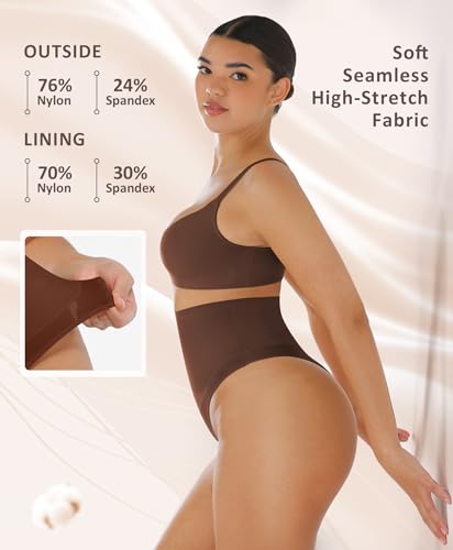 Image of FeelinGirl Thong Shapewear Tummy Control Mid Waisted Seamless Shapewear for Women Moderate Compression