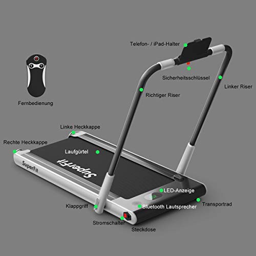 COSTWAY 2 in 1 Elektrisches Laufband mit Fernbedienung | App-kontrolliert | Bluetooth | LED Display | Handyhalterung | 1… – Bild 5
