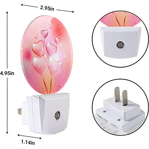Image of EKOBLA Valentine's Day Night Light, Pink Heart and Balloon Romantic Night Lights Plug Into Wall with Auto Sensor for Gifts