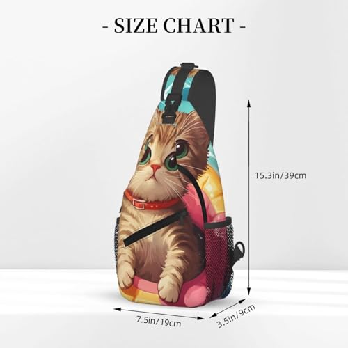 Cute Cat Swims Multi Functional Adjustable Single Shoulder Crossbody Bag,Casual Chest Bag, Suitable For Daily Travel,Unisex3