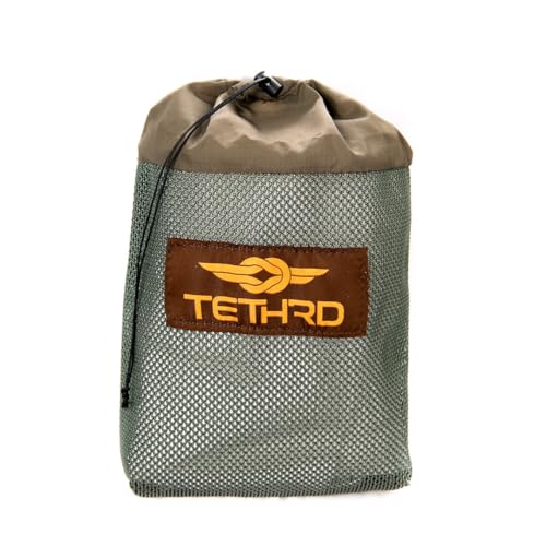 Tethrd SYS Hauler Ultralight Saddle Hunting Storage System - Mesh Saddle Bag with Drawstring Closure - One Handed Quick Connect to Any Saddle Olive