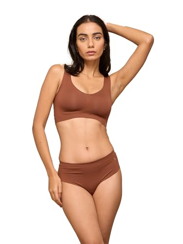 Image of Krvvy Women Seamless Mid-Rise Thong Underwear- Ultrasoft, Breathable, Lightweight & Invisible Underwear with 100% Cotton Gusset Panty