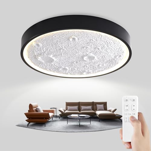 RRBEST Mond Wandlampe, Dimmbar Mondlicht Deckenlampe, 3000K-6500K Wandleuchte LED Modern mit Fernbedienung, für Schlafzimmer Kinderzimmer Flur Küche