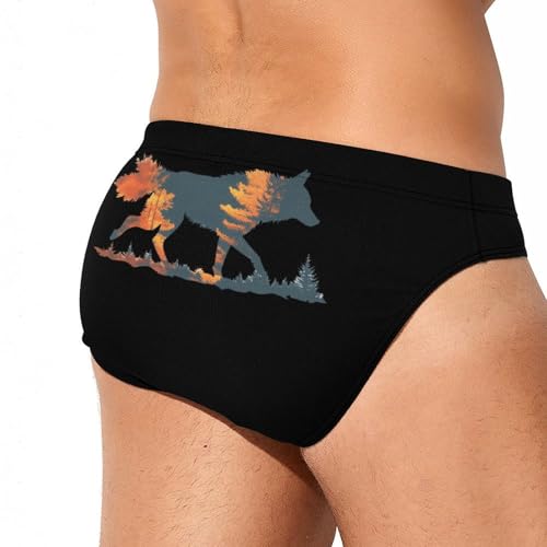 Wolf Nature Forests Men's Swim Trunks Briefs Swimsuit Swimwear Bathing for Underwear Beach4