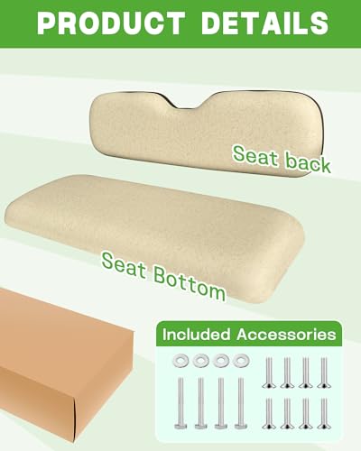 HEOHOU Universal Rear Replacement Cushions for Golf Cart Flip Rear Seat,Golf Cart Back Seat for EZGO TXT RXV ST for ST Sport for Valor Models for Club Car,Seat Bottom Cushion and Back Cushion Set - Image 6