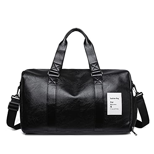 PBFLarge Travel Duffel Bags for Men Women Overnight Weekend Bag for Sports Gym Yoga Waterproof PU Leather Carry-on Holdall Gym bag with Shoes Compartment & Wet Pocket