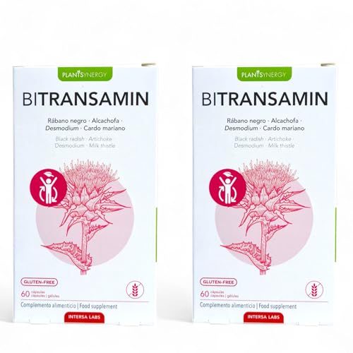 Intersa Bitransamin - Pack Ahorro 2 x 60 Cápsulas - Contiene Rábano Negro, Alcachofa, Desmodium y Cardo Mariano - Ayuda al Correcto Mantenimiento de la Función Hepática