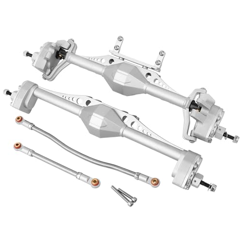 Pothyes Metal Front and Rear Portal Axle Completes Set with Servo Mount for Axial 1/10 RC Crawler Capra 1.9 UTB AXI03004 AXI03000T1 T2 Buggy F9 Upgrade Parts (Silver)