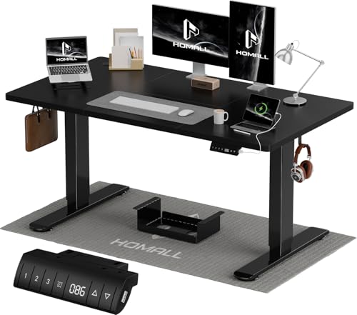 Homall Höhenverstellbarer Schreibtisch 120x80 cm, Schreibtisch Höhenverstellbar, Elektrischer Schreibtisch mit Vierteilige Tischplatte, Computertisch mit Memory Funktion,Standing Desk