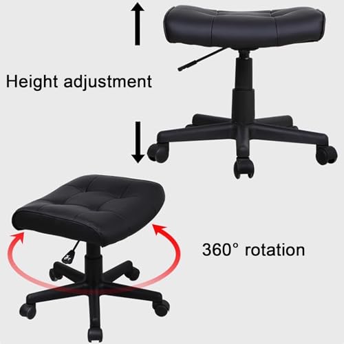Taburete con ruedas de altura ajustable, de piel sintética, giratorio, para taller, guitarra, laboratorio, tatuaje, banco de trabajo médico