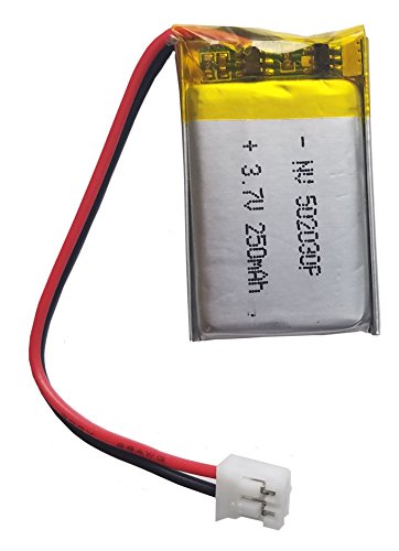 Lithium Ion Polymer 3.7v Rechargeable Battery 250mAh 2-pin PH-2P Connector 502030 by Atomic Market