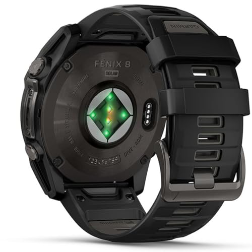 Image of Garmin Fenix 8 51mm Solar Sapphire Multisport GPS Smartwatch, Carbon Gray DLC Titanium with Black /Pebble Gray, 010-02907-10 - Bundle w /Deco Essentials Charging Dock, Dust Cover and USB-C Cable