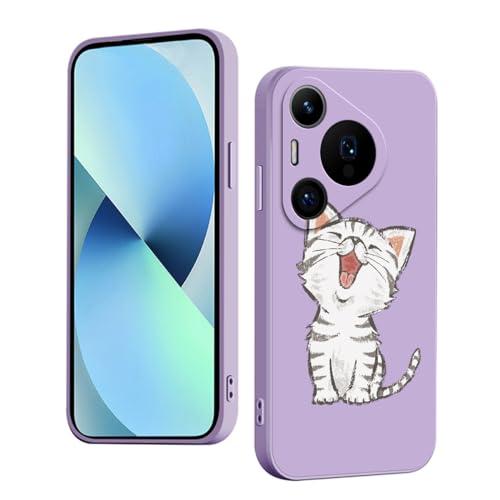 WOKEZ Silikonskal för Huawei Pura 70 Pro - Kattunge Lila