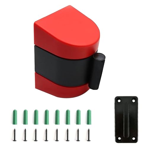 CAIFEXUE Red Wall Mount Queue Belt Barrier, 2/3/5/10M Retractable Crowd Control Wall Barrier, with Mounting Accessories,for Playground Park Hotel Crowd Control/a/2M/6.6Ft