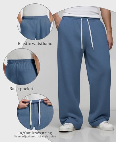 Image of Susclude Mens Lightweight Baggy Sweatpants Wide Leg Gym Lounge with Pockets | Wide Leg, Premium Cotton Blend, Inner /Outer Drawstring, 3 Pockets, Y2K Oversized, Breathable for Gym Lounge All Seasons