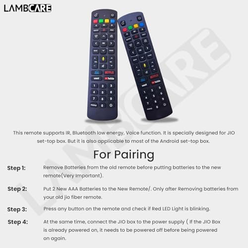 Image of Lambcare Original Remote Control Compatible with jio Fiber Box with Voice Control