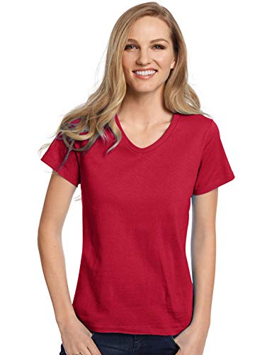 Hanes Womens ComfortSoft Short Sleeve V-Neck Tee 2-Pack, XL, Deep Red