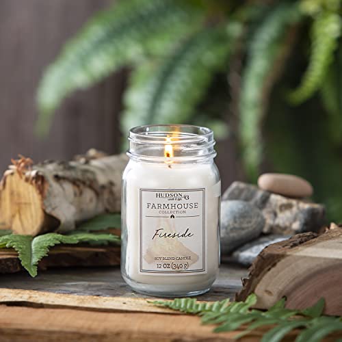 Mason Jar Candle Farmhouse Decor | Campfire Scented Candle With Natural Soy Wax Blend | Long Lasting Fireside Candle For Home Fragrance, Decorative Fall Jar Candle With Lid, 12 Oz #TOP1