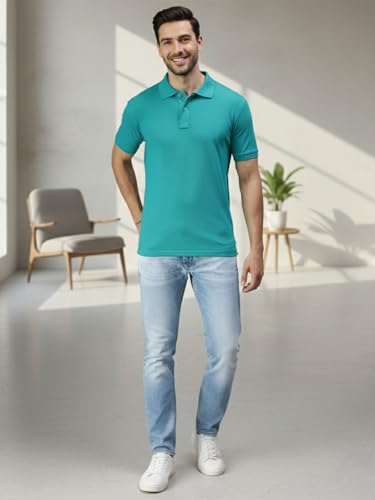Image of Lux Cozi Men's Cotton Solid Polo Tshirt | Collar Tshirts | Half Sleeves | Stylish & Premium All Day Wear | Pack of 1