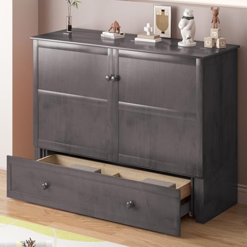 Queen Murphy Bed Cabinet with Charging & Storage