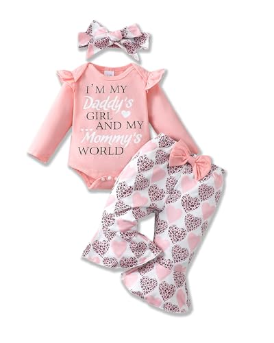 Image of Renotemy Newborn Baby Girl Clothes Outfits Infant Romper Ruffle Floral Pants Cute Toddler Baby Girl Clothes Set