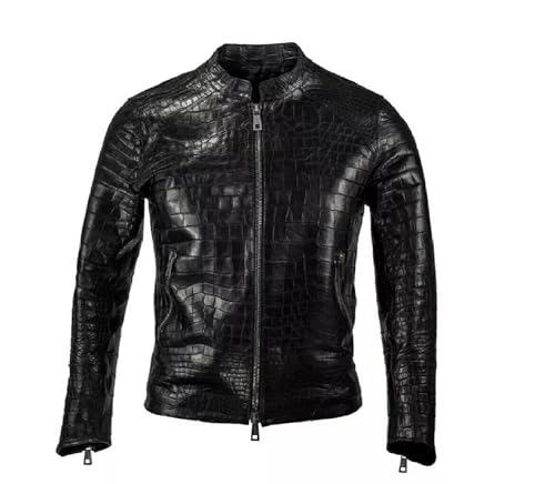 Genuine Alligator Crocodile premium leather skin jacket for men, real motorcycle bikers leather Men's Jacket (US, Alpha, XX-Large, Regular, Regular)