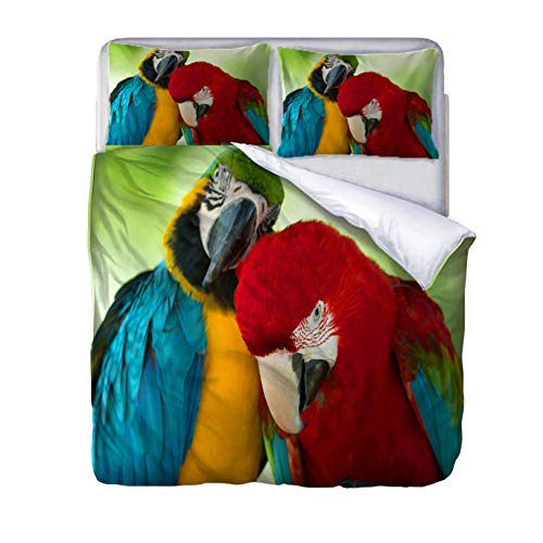 Bedding Beddengoedset, papegaai, microvezel, dekbedovertrek 200 x 200 cm en 2 kussenslopen van 80 x 80 cm, 3D bedrukt 3… - Image 3