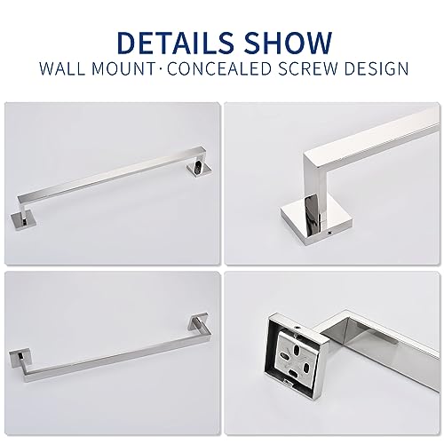 TASTOS 23.6 Inch Single Towel Bar Rack, SUS 304 Stainless Steel Bathroom Towel Bar Heavy Duty Towel Holder Kitchen Towel Rod, Wall Mount with Screws Towel Bar Rod Polished Chrome Finish by TASTOS - Image 4