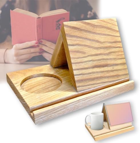 Preisvergleich Produktbild Personalisierter dreieckiger Buchständer Holz, dreieckiges Bücherregal aus massiver Eiche, dreieckiger Buchseitenhalter, Nachttisch-Buchhalter, für Leser, Lehrer, Schriftsteller, Heimdekoration