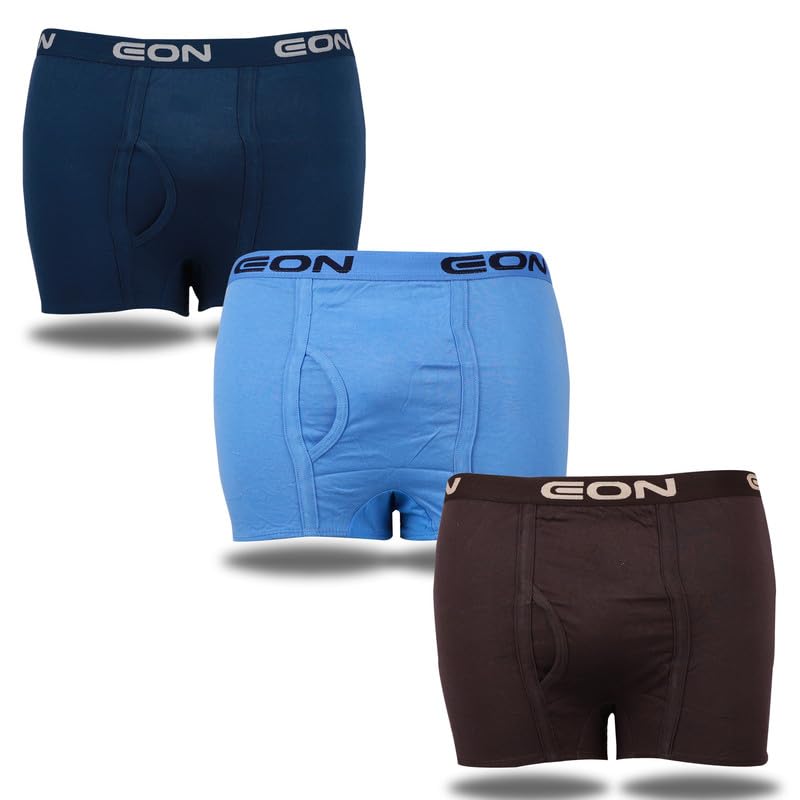 Men's Super Combed Cotton Elastane Stretch Trunk with Front Open Fly & Ultrasoft Waistband (Pack of 3_ Colors May Vary)