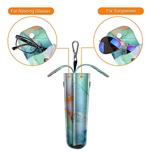 Image of FINTIE Double Glasses Case with Carabiner Hook, Portable Vegan Leather Eyeglass Case Anti-scratch Sunglasses Pouch