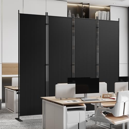 Image of C-Hopetree 4 Panels Room Divider, 6 Ft Tall Indoor Folding Privacy Screen, Portable Partition Separator, Freestanding Separation Temporary Wall for Office, Bedroom, 80 inch W X 71 inch H, Black