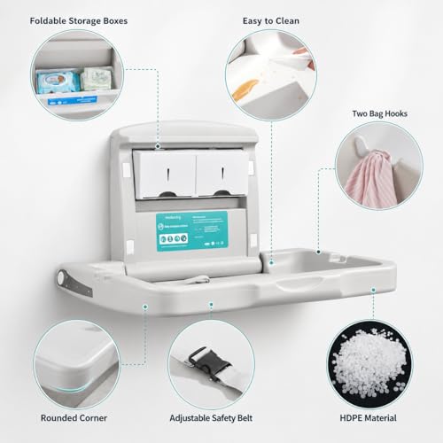 Image of Wall Mounted HDPE Fold-Down Baby Changing Station