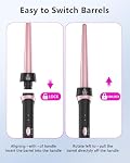 Wand Curling, 3/4-1 Inch Fer à ruban, Céramique professionnelle Tour de cheveux pour les femmes et les filles Courroies naturelles moyennes à longues, avec gants résistant à la chaleur, double tension