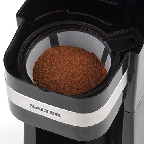 Salter EK2408 Coffee Maker to Go Personal Filter Coffee Machine, Reusable Filter, Includes 420 ml Stainless Steel Travel Cup, 700 W, Single Serve Coffee in 3-4 Minutes, Uses Ground or Coffee Pads