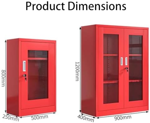 Fire Safety Cabinet with Adjustable Shelves - Lockable Steel Storage for Gas Stations & Schools, 3C Tempered Glass Door, 1200mm x 900mm x 400mm, Durable Fireproof Solution