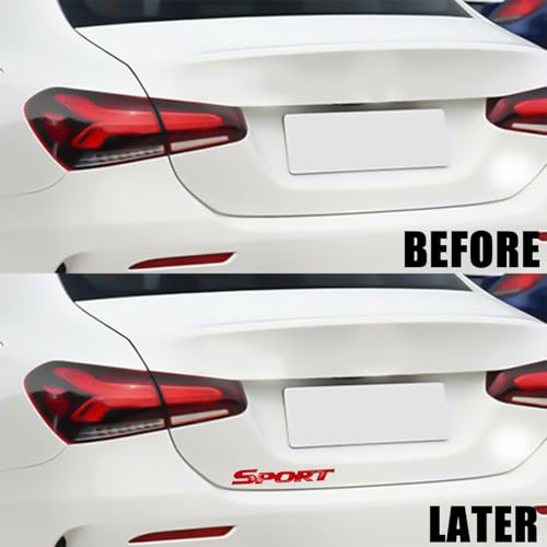 Image of 2PCS Car Emblems Adhesive 3D Metal Sport Sticker, Sport Emblem Car Tailgate Decal Sport Letter Emblem Trunk Lid Rear Fender Logo Badge Car Exterior Decoration Accessories Modification (Red)