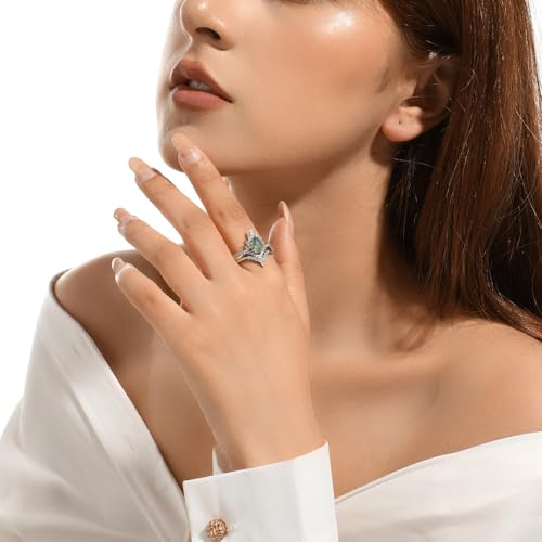 Natural Moss Agate Ring for Women 925 Sterling Silver Genuine Green Moss Agate Engagement Ring Jewelry Gift4
